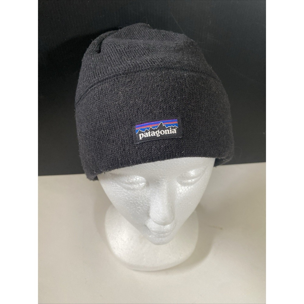 Patagonia Black Knit Beanie Winter Hat Unisex Adults. Medium
